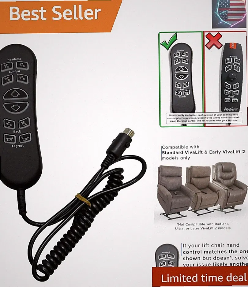 10-Button 5-Pin Replacement Remote Hand Control for Pride VivaLift Lift Chair...