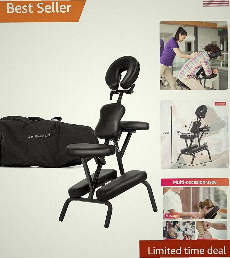 Portable Massage Chair with Adjustable Face Cradle - Ideal for Tattoo & Spa Use